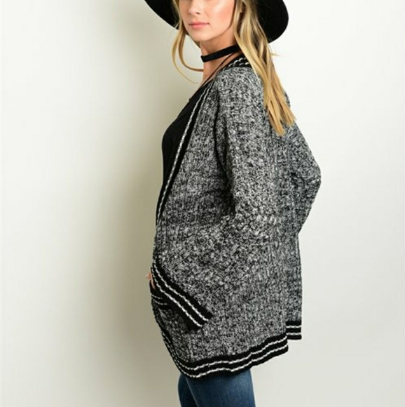 Black & White Bell Sleeve Open Front Cardigan - Picture 2 of 2